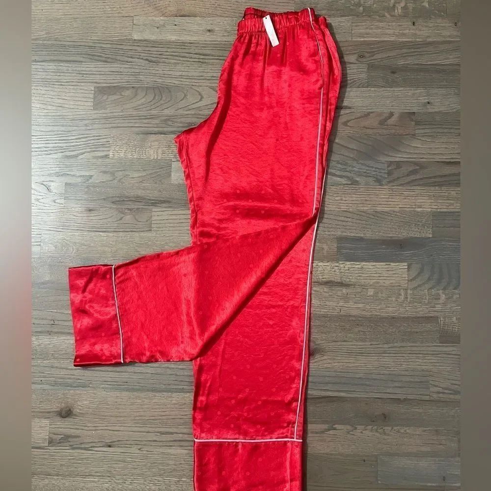 Victoria's Secret Silky Satin thick Pajama pants bottoms red polka dots